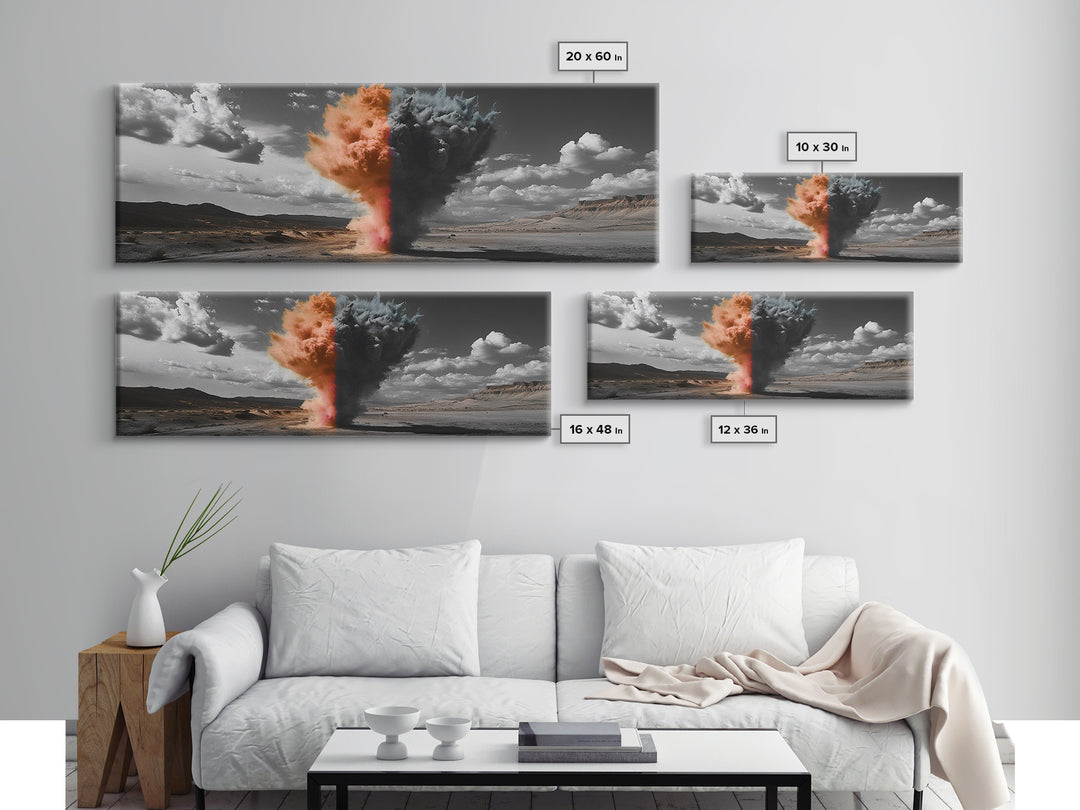 Smoke Burst, Desert Sky, Abstract Explosion, Bold Nature, Canvas Print, Eclectic Decor, Living Room Wall Art, Dramatic Statement