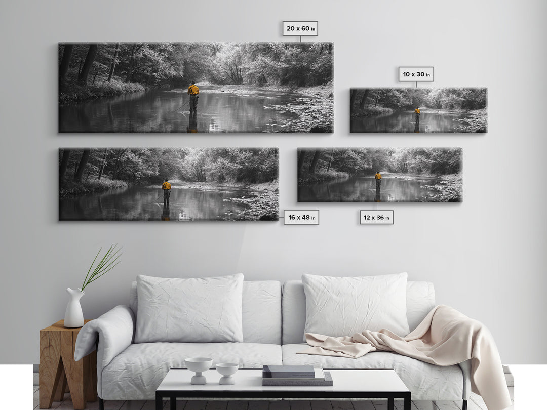 Autumn Fly Fishing, Yellow Jacket River Scene, Framed Canvas Print, Rustic Home Decor, Fisherman Gift, Nature Photography, Cabin Wall Art