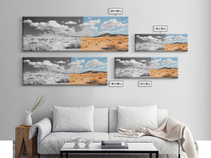 Desert Split, Before and After, Landscape Transformation, Canvas Print, modern western wall art, minimalist nature photography