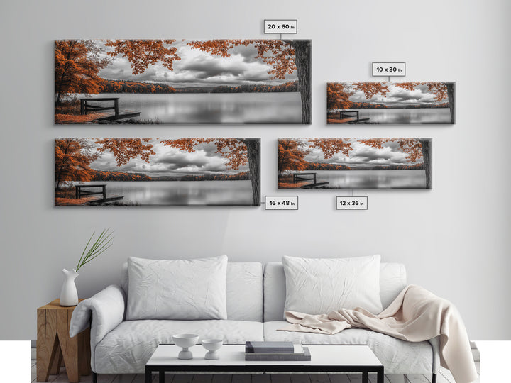 Autumn Trees, Lakeside Peace, Fall Foliage, Tranquil View, Framed Canvas Print, Fall Wall Art, Cabin Decor, Cozy Living Room Art