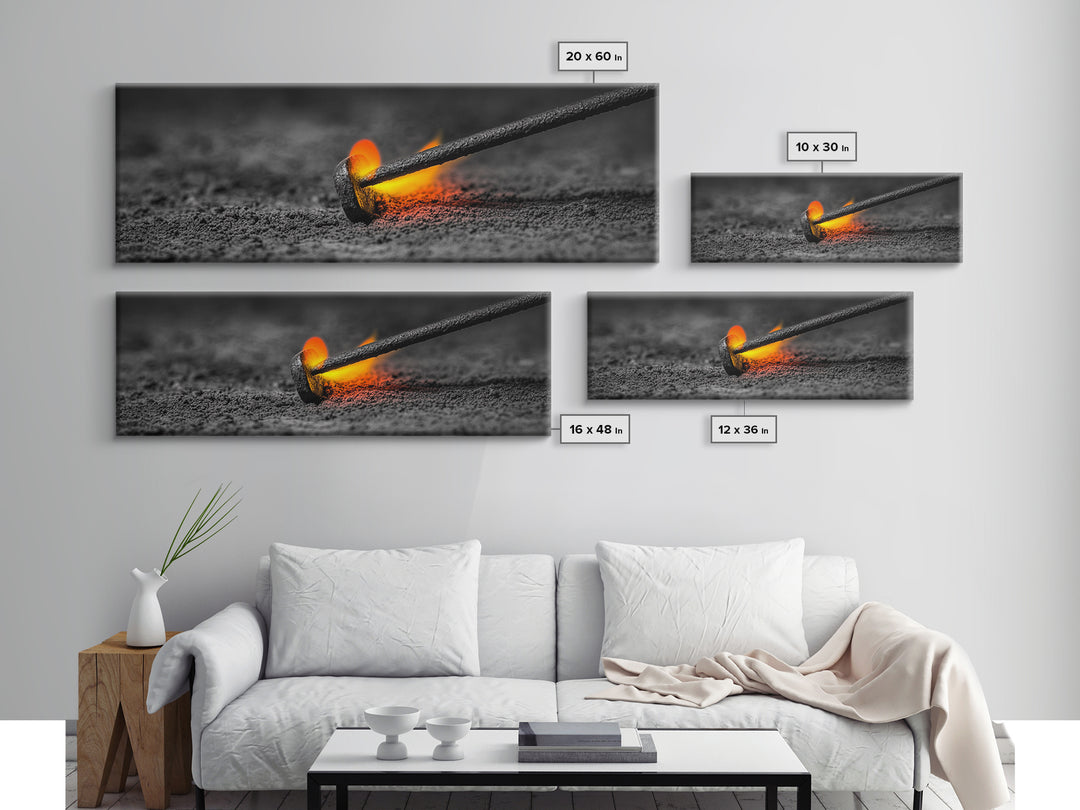 Branding Iron Fire, Industrial Glow Art, Rustic Ranch Scene, Cowboy Western Print, Canvas Print, Man Cave Wall Art, Farmhouse Decor