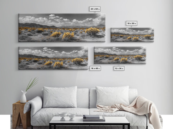 Desert Cactus, Southwestern Vibes, Golden Landscape, Boho Earth Tones, Framed Canvas Print, Entryway Wall Art, Desert Home Decor