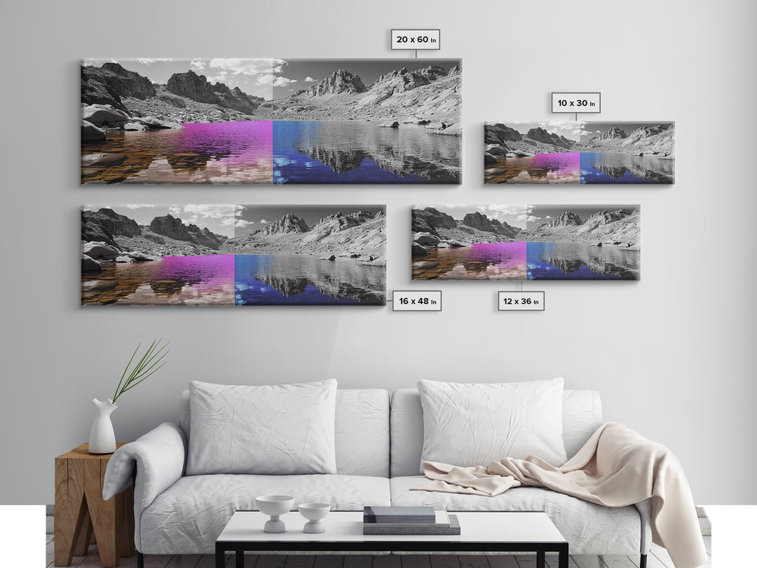 Split Color Lake, Fantasy Water Reflections, Surreal Landscape Scene, Framed Canvas Print, Bedroom Wall Art, Dreamy Nature Style
