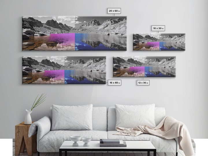 Split Color Lake, Fantasy Water Reflections, Surreal Landscape Scene, Framed Canvas Print, Bedroom Wall Art, Dreamy Nature Style