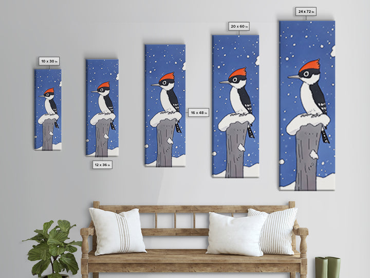 Pileated Woodpecker In Falling Snow Wall Art, Winter Bird Canvas Print, Woodland Wildlife Decor, Cabin Christmas Gift, Art Print