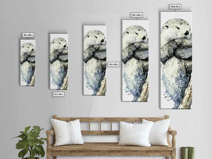 Cute Sea Otter Portrait Canvas Print, Coastal Animal Wall Art, Ocean Nursery Decor, Bathroom Wall Decor, Gift For Otter Lover