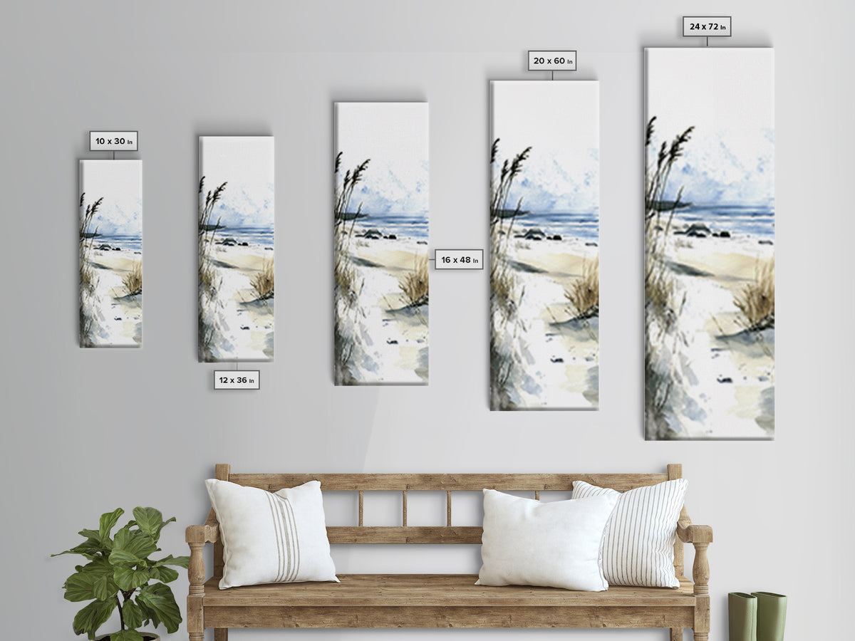 Soft Dune Beach Path Canvas Print, Coastal Wall Art, Watercolor Ocean Decor, Beach House Gift, Neutral Seaside Landscape