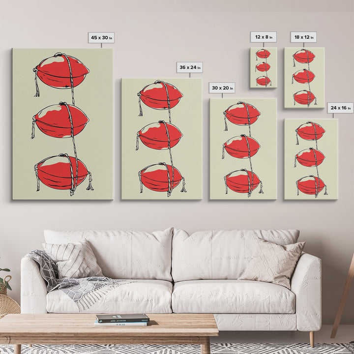 Red Lobster Buoys Wall Art, Nautical Line Drawing Print, Coastal Kitchen Decor, Beach House Wall Decor, Bold Minimal Art
