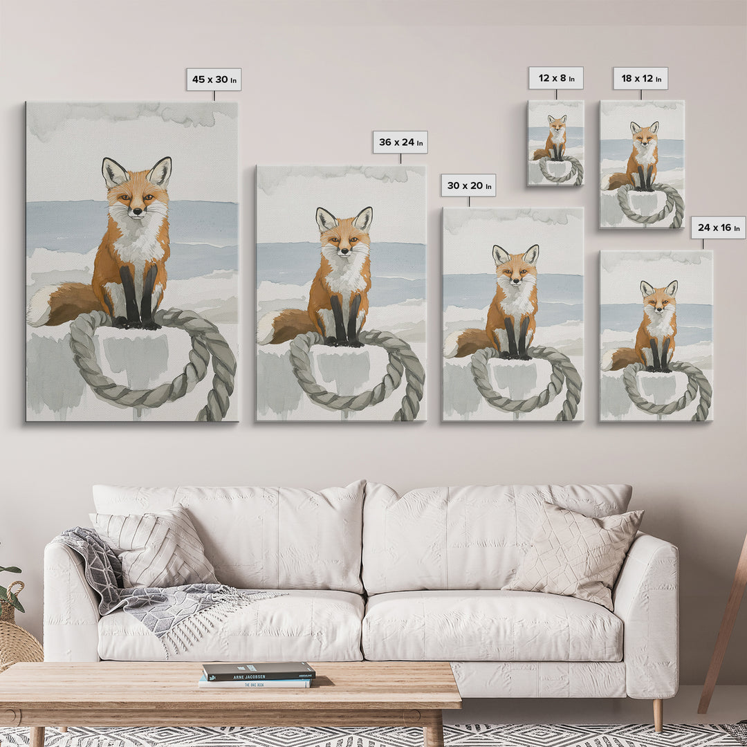 Red Fox By The Sea Wall Art, Coastal Animal Print, Woodland Nursery Decor, Beach House Gift And Nature Wall Decor For Kids