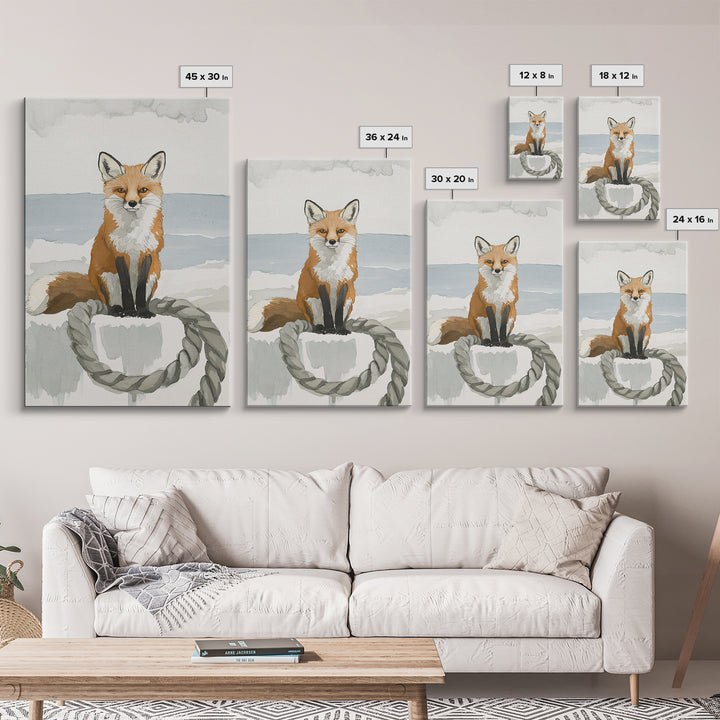 Red Fox By The Sea Wall Art, Coastal Animal Print, Woodland Nursery Decor, Beach House Gift And Nature Wall Decor For Kids