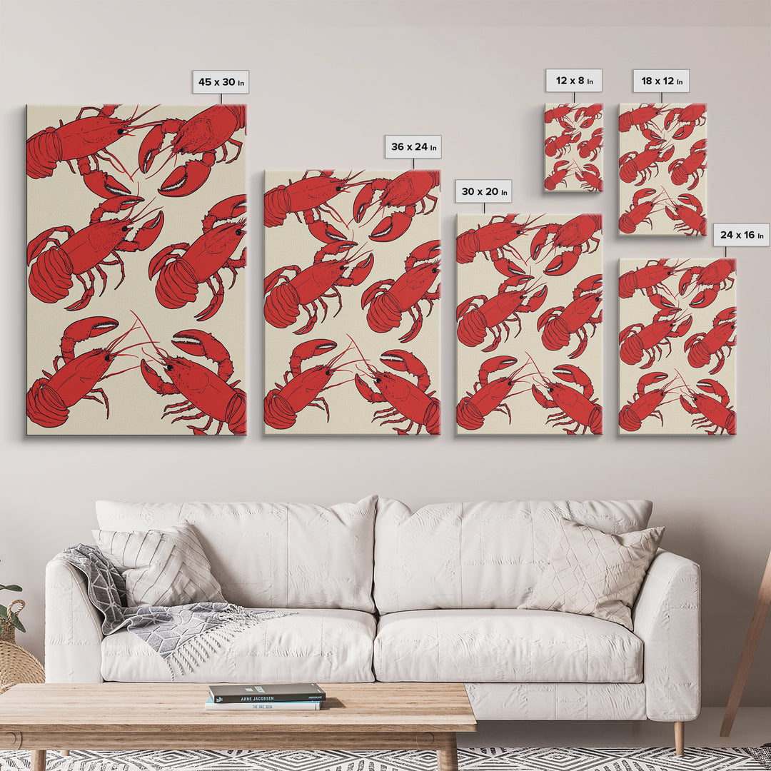 Close Up Red Lobsters Wall Art, Coastal Kitchen Decor, Seafood Print, Nautical Wall Decor, Beach House Dining Room Gift Idea