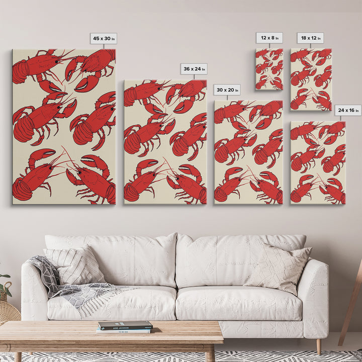 Close Up Red Lobsters Wall Art, Coastal Kitchen Decor, Seafood Print, Nautical Wall Decor, Beach House Dining Room Gift Idea