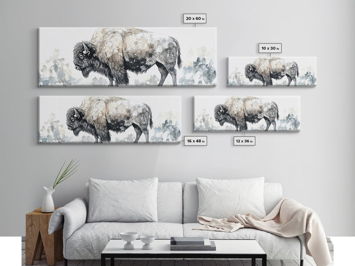 Majestic Bison Watercolor Canvas Print, Rustic Wildlife Wall Art, Western Animal Decor, Nature Inspired Housewarming Gift