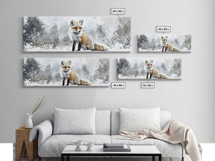 Red Fox In Snowy Forest Framed Canvas Print, Winter Wildlife Wall Art, Woodland Animal Decor, Rustic Nature Gift For Her