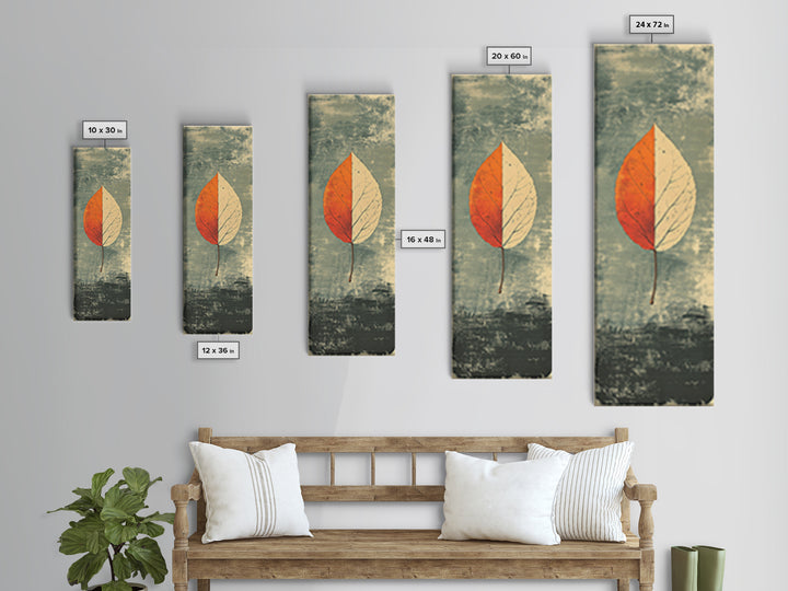 Single Autumn Leaf Minimalist Wall Art, Botanical Print, Japandi Neutral Decor, Earth Tone Modern Home Decor Framed Canvas Print