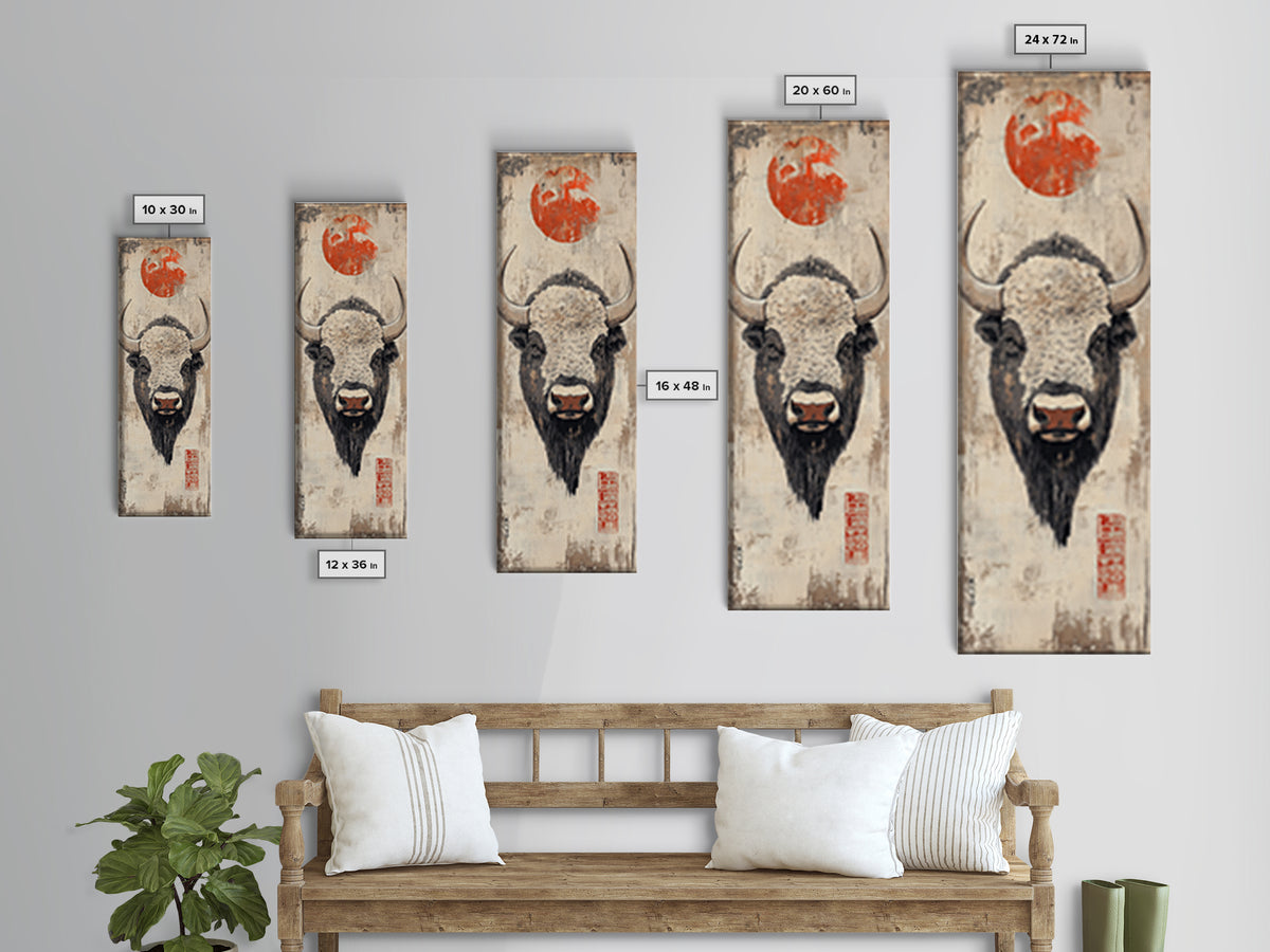 White Bison Portrait Framed Canvas Print, Western Wall Art, Rustic Farmhouse Decor, Buffalo Art, Southwest Statement Artwork