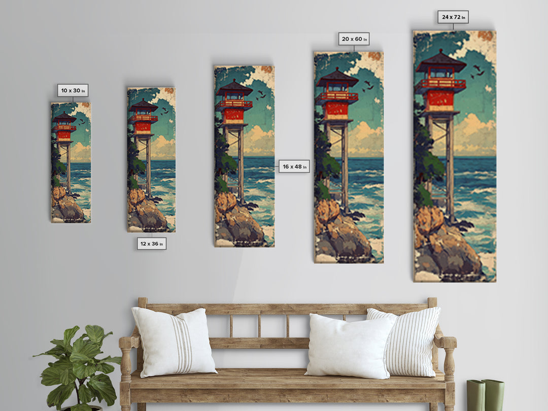 Coastal Lifeguard Tower Above Ocean Wall Art, Beach House Decor, Nautical Canvas Print, Seaside Landscape, Summer Home Decor Gift