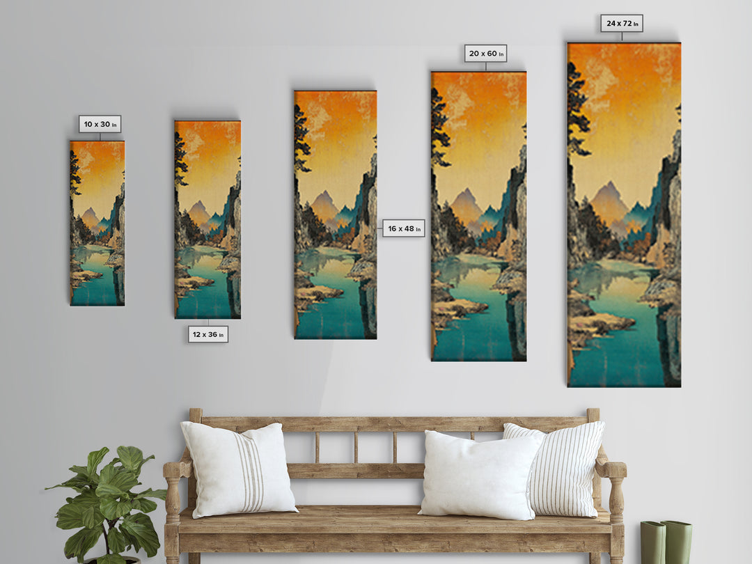 Turquoise River Through Rocky Canyon Wall Art, Mountain Landscape Print, Nature Wall Decor, Rustic Cabin Decor, Oversized Canvas