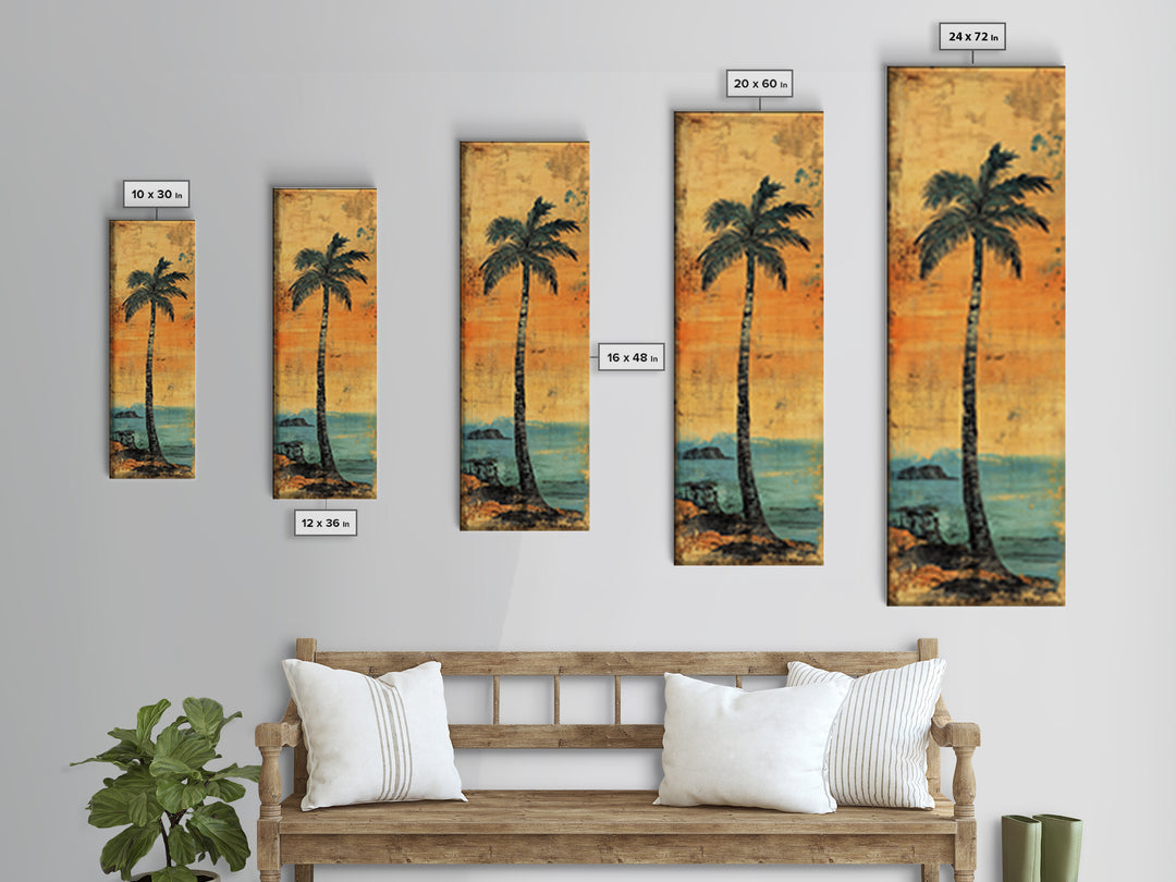 Tall Palm Tree Canvas Print, Coastal Sunset Beach Wall Decor, Tropical Wall Art, Summer Ocean Home Decor, Beach House Gift