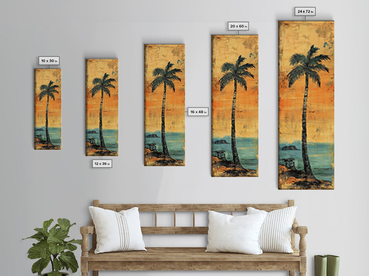 Tall Palm Tree Canvas Print, Coastal Sunset Beach Wall Decor, Tropical Wall Art, Summer Ocean Home Decor, Beach House Gift
