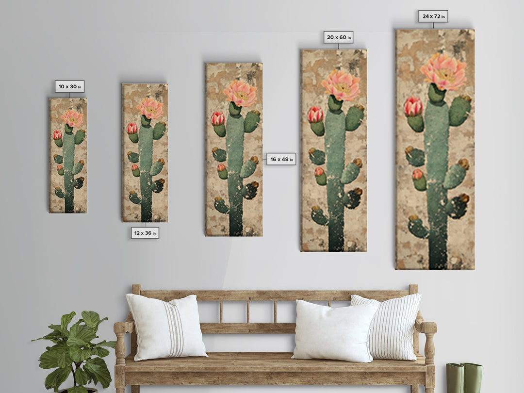 Blooming Prickly Pear Cactus Canvas Print, Desert Wall Art, Southwestern Decor, Botanical Print, Rustic Neutral Home Decor