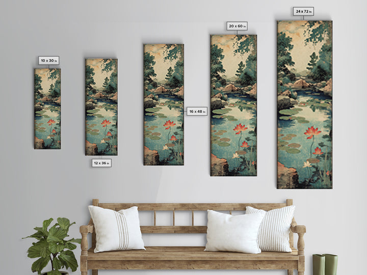 Lotus Pond With Water Lilies Canvas Print, Japanese Garden Wall Art, Serene Nature Print, Zen Home Decor For Living Room