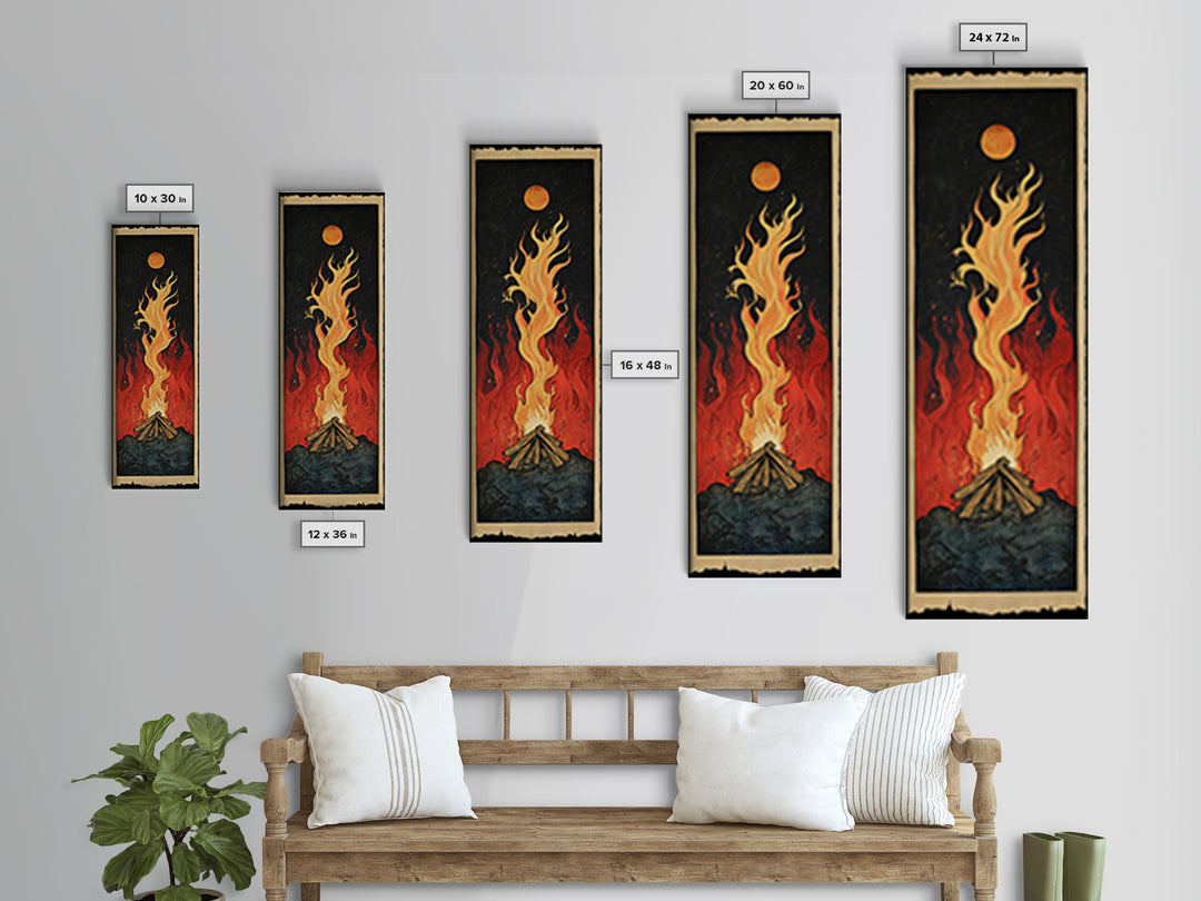 Glowing Campfire Flame Wall Art, Rustic Cabin Canvas Print, Outdoor Adventure Decor For Man Cave And Cozy Lodge, Gift For Him