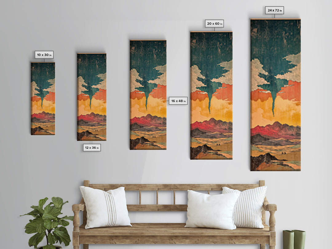 Surreal Desert Tornado Wall Art, Southwestern Landscape Canvas, Stormy Sky Print, Modern Rustic Decor For Living Room Home Decor