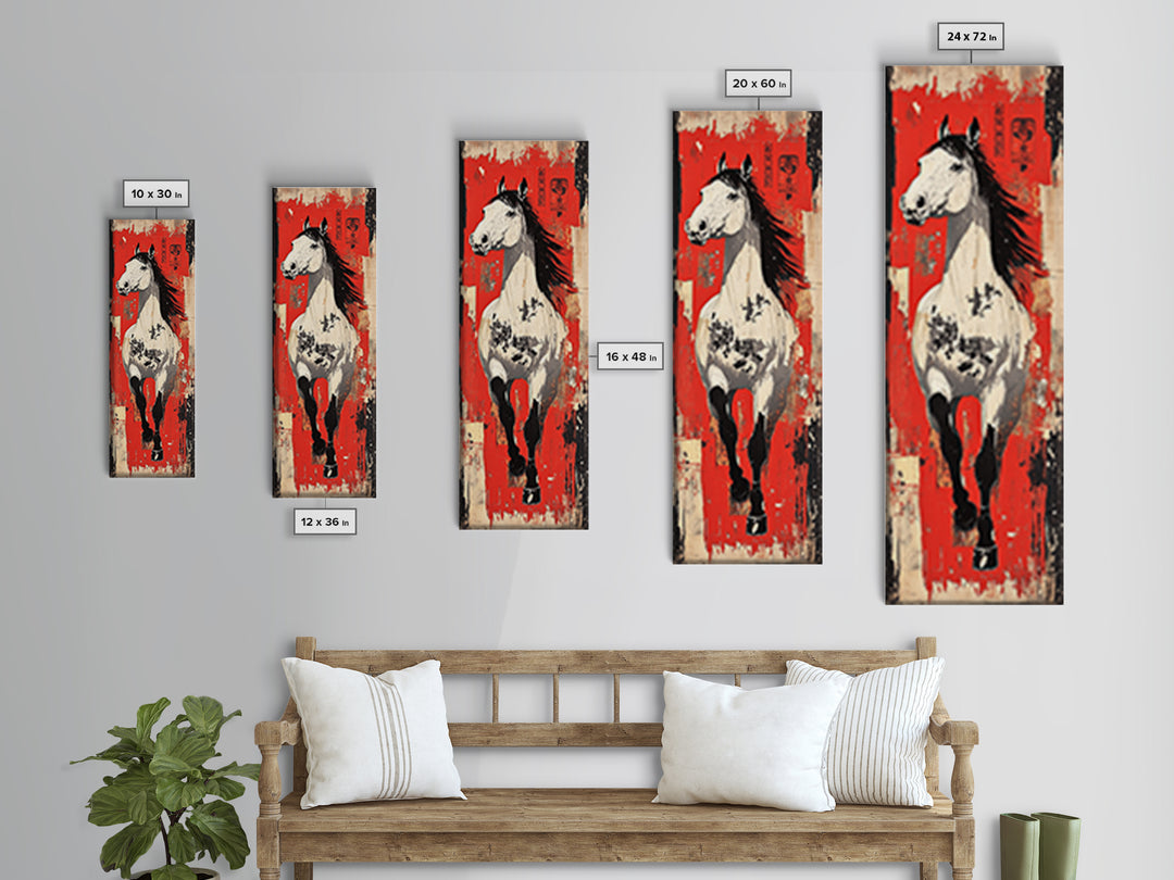 White Galloping Horse Wall Art, Bold Equestrian Decor, Western Wall Decor, Large Canvas Print, Horse Lover Gift, Rustic Home Decor