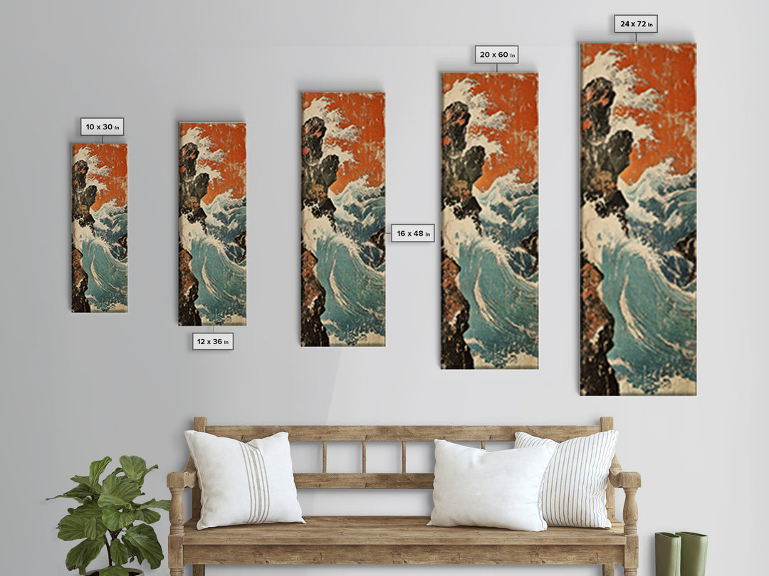 Crashing Ocean Wave Wall Art, Japanese Seascape Print, Coastal Wall Decor, Nautical Home Decor, Large Canvas Print, Beach House Decor