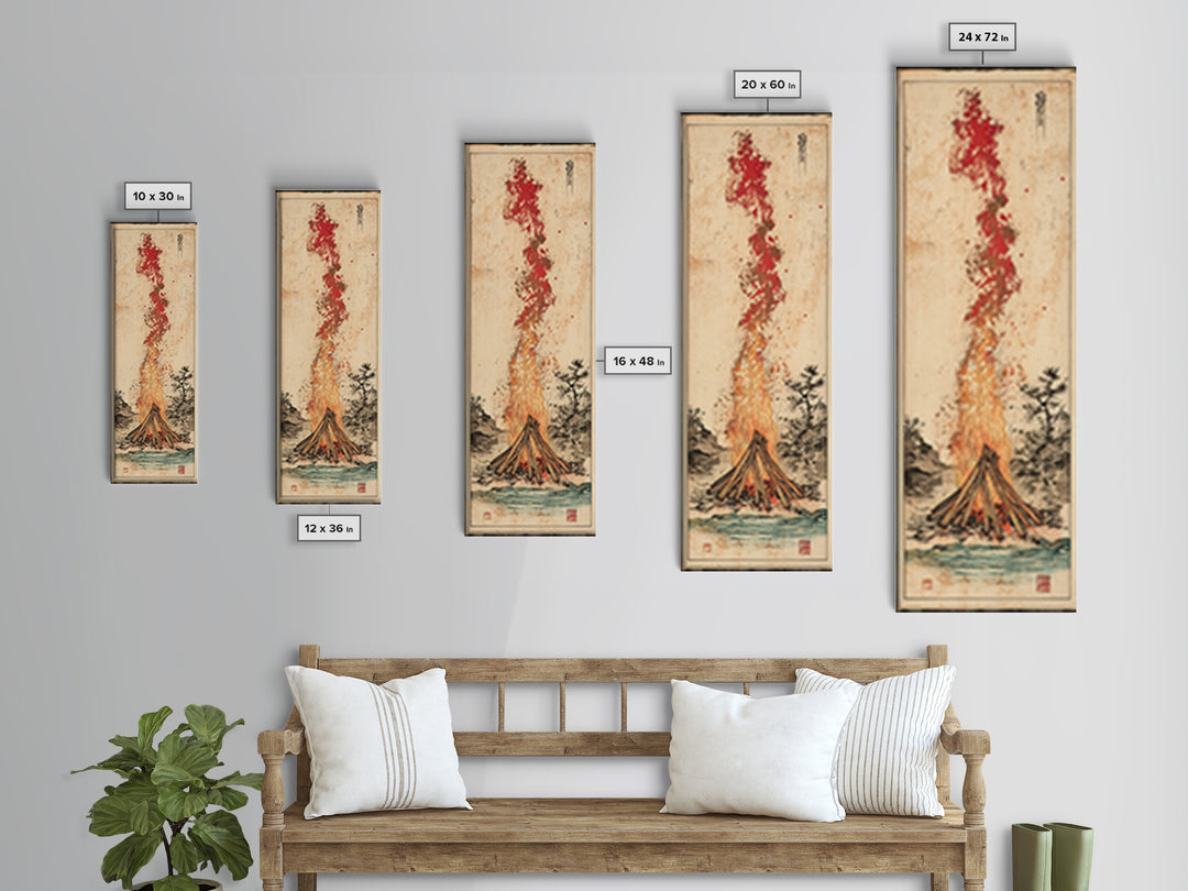 Tall Bonfire Smoke Over Water Wall Art, Rustic Cabin Decor, Campfire Landscape Print, Outdoor Nature Art For Lodge Home Decor Gift
