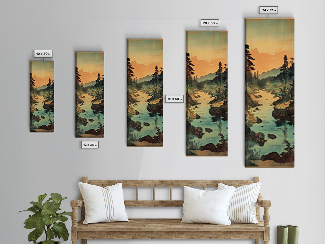 Misty River Valley With Pine Forest Canvas Print, Landscape Wall Art, Rustic Cabin Living Room Decor, Serene Nature Gift For Her