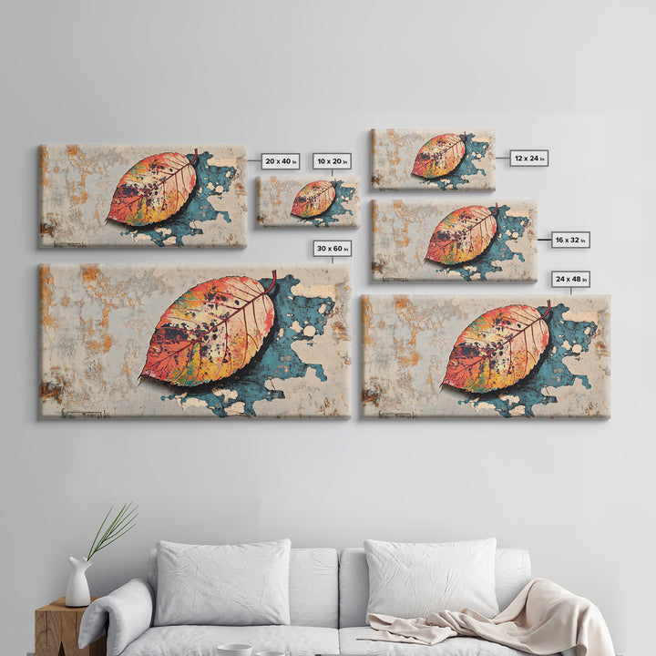 Autumn Leaf Canvas Print, Textured Botanical Wall Art, Rustic Nature Print, Earth Tone Living Room Decor, Bedroom Decor Gift
