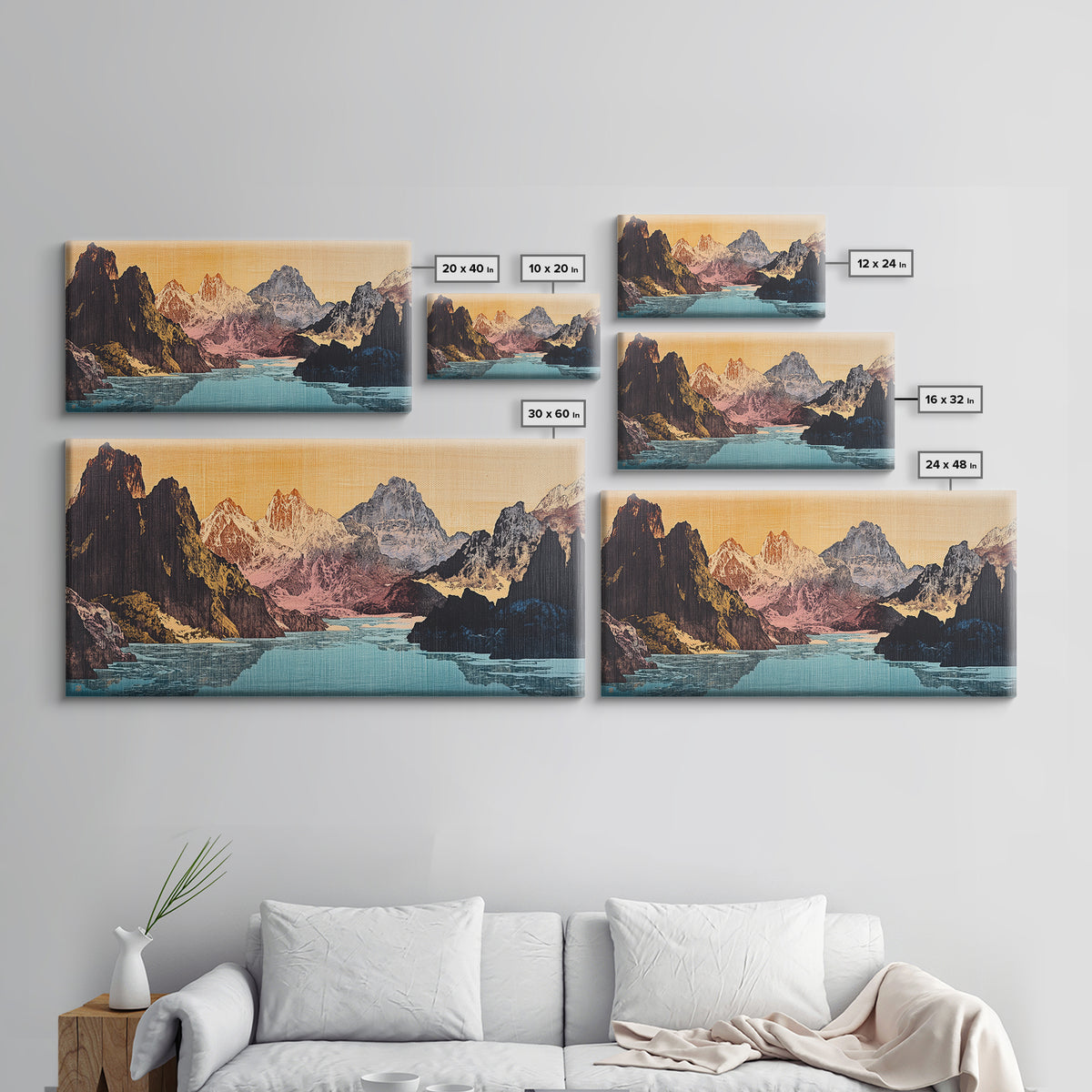 Dramatic Alpine Lake With Rugged Mountain Peaks Wall Art, Panoramic Landscape Print, Rustic Nature Decor, Large Canvas Print