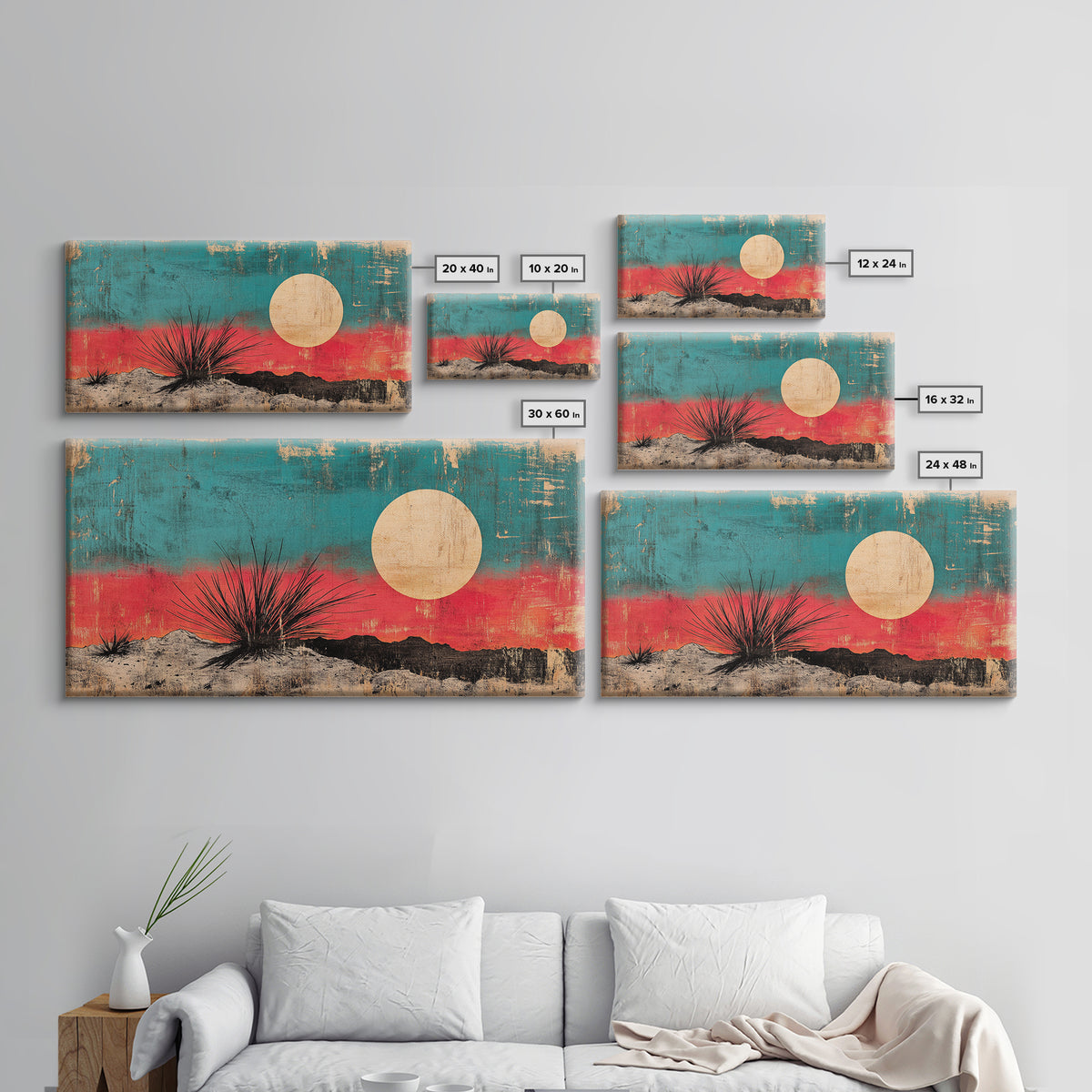 Desert Yucca Sunset Canvas Print, Southwestern Landscape Wall Art, Boho Desert Decor, Earth Tone Living Room Print Gift Idea