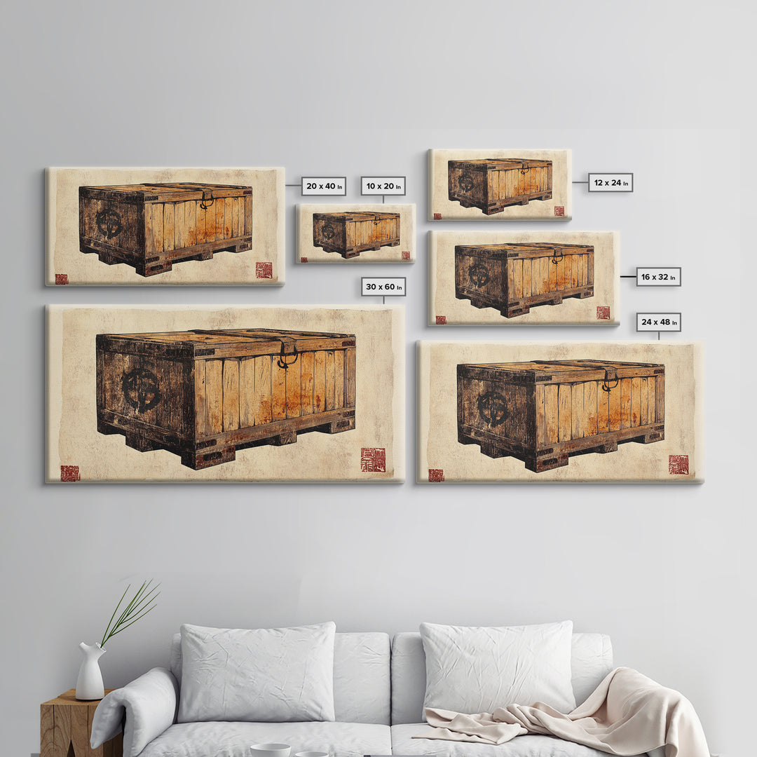 Rustic Wooden Shipping Crate Still Life Wall Art, Farmhouse Canvas Print For Industrial Decor And Masculine Office Decor