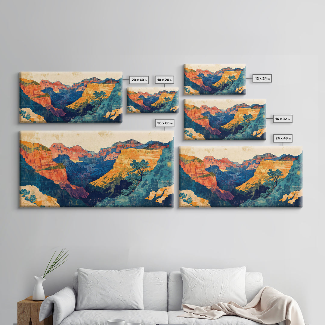 Colorful Grand Canyon Cliffs And Desert Vista Canvas Print, Southwestern Wall Art, National Park Decor, Travel Poster Gift