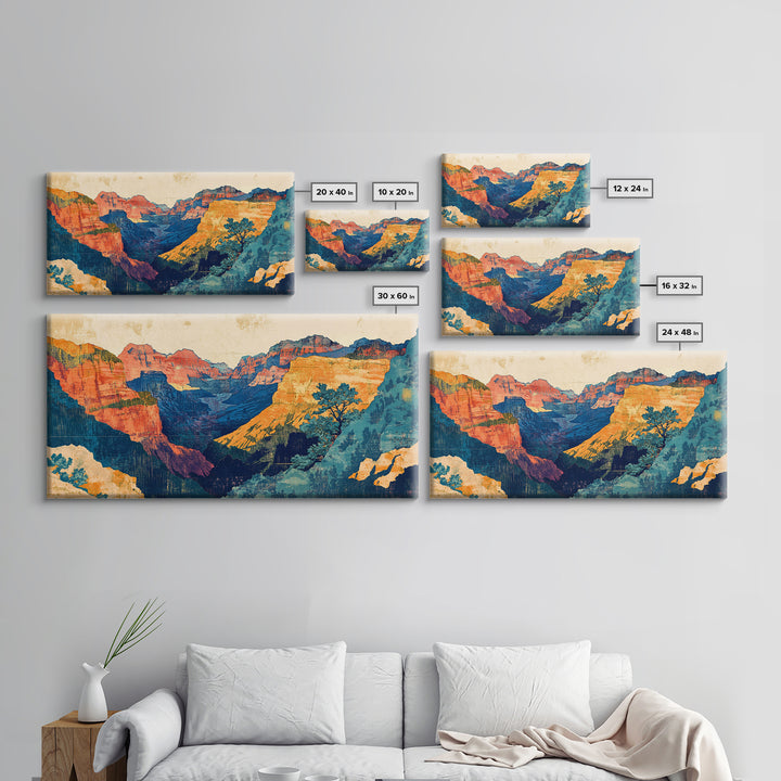 Colorful Grand Canyon Cliffs And Desert Vista Canvas Print, Southwestern Wall Art, National Park Decor, Travel Poster Gift