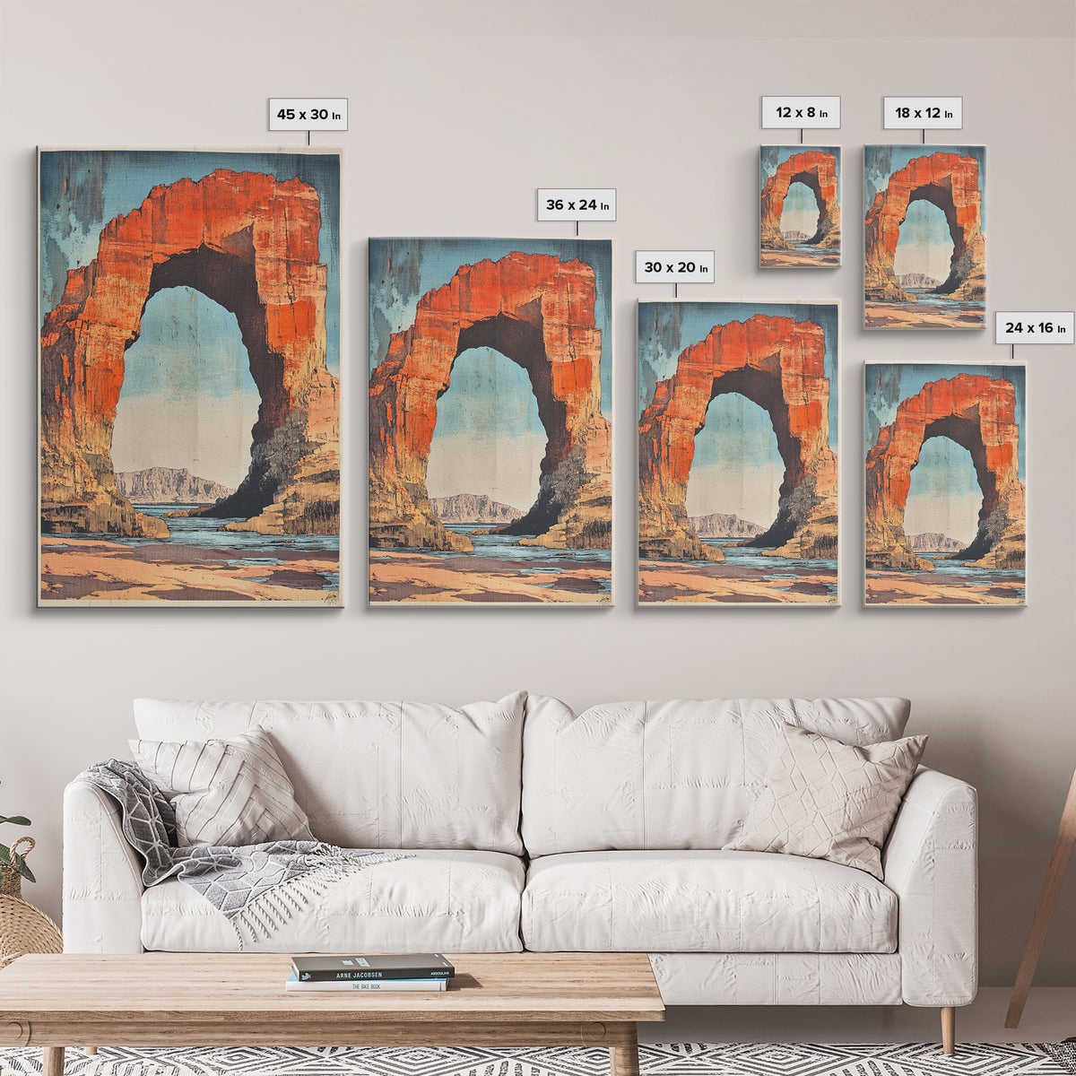 Desert Stone Arch Canvas Print, Southwestern Canyon Landscape Wall Art, Travel Poster, Rustic Home Decor Gift, Living Room Art