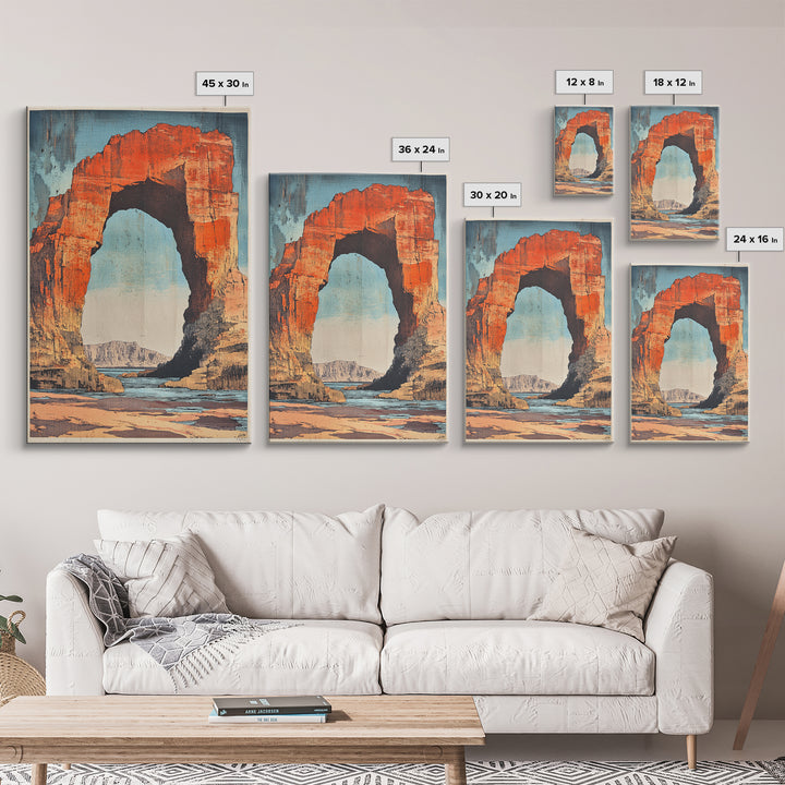Desert Stone Arch Canvas Print, Southwestern Canyon Landscape Wall Art, Travel Poster, Rustic Home Decor Gift, Living Room Art