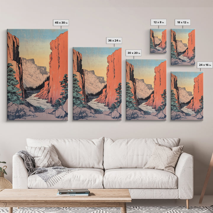 Red Rock Canyon River Canvas Print, Western Landscape Wall Art, Mountain Home Decor, Rustic Cabin Decor, Large Nature Print