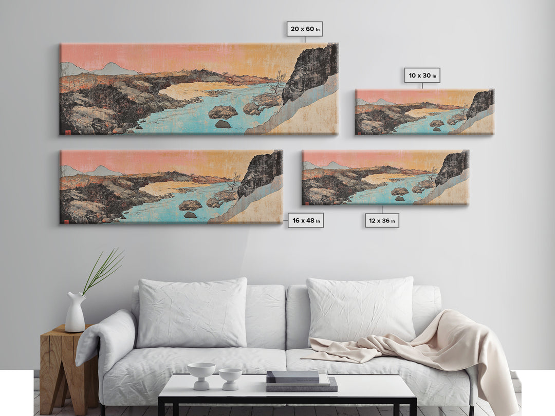 Turquoise River Desert Landscape Canvas Print, Southwestern Wall Art, Arizona Nature Decor, Large Horizontal Living Room Print
