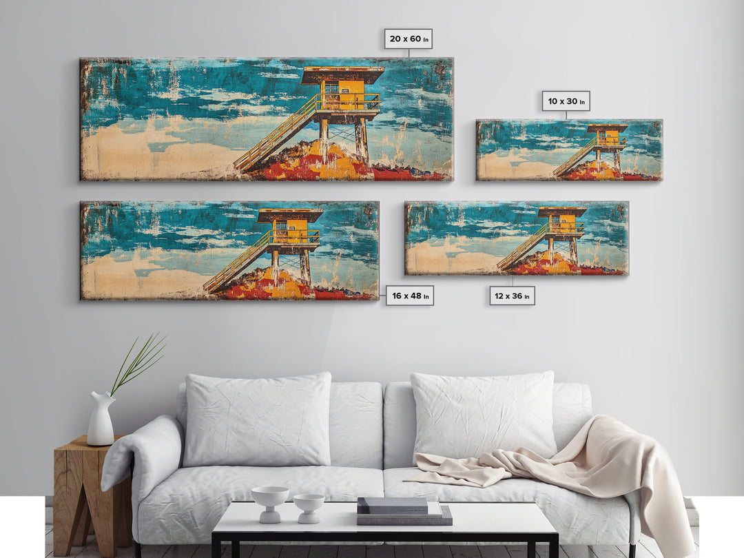 Yellow Lifeguard Tower On Turquoise Beach Canvas Print, Coastal Wall Art, Ocean Decor, Beach House Gift, Living Room Decor