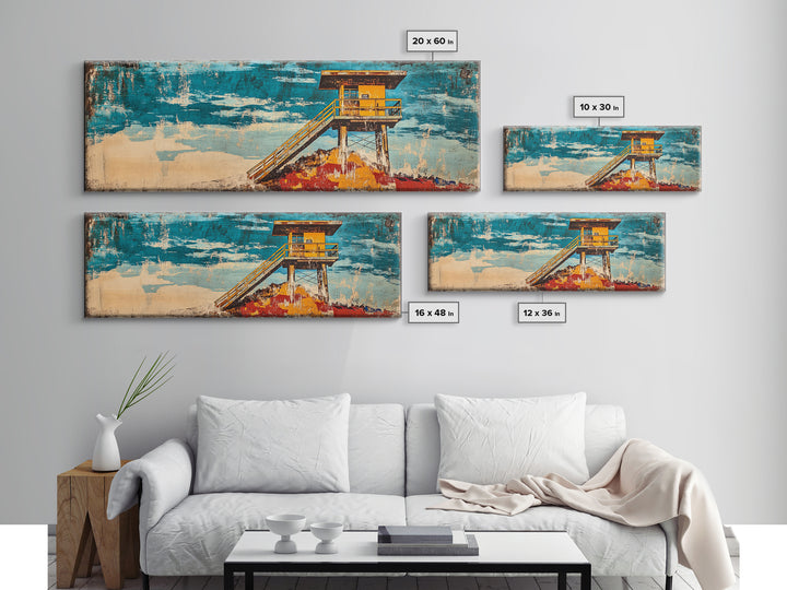 Yellow Lifeguard Tower On Turquoise Beach Canvas Print, Coastal Wall Art, Ocean Decor, Beach House Gift, Living Room Decor