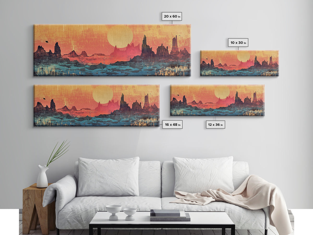 Desert Mesa Sunset Wall Art, Southwestern Landscape Canvas Print, Western Decor, Boho Desert Living Room Wall Decor Print