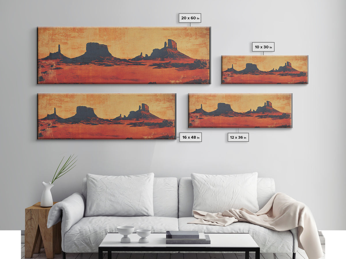 Monument Valley Desert Sunset Wall Art, Southwestern Canvas Print, Western Landscape, Cowboy Decor, Large Living Room Art