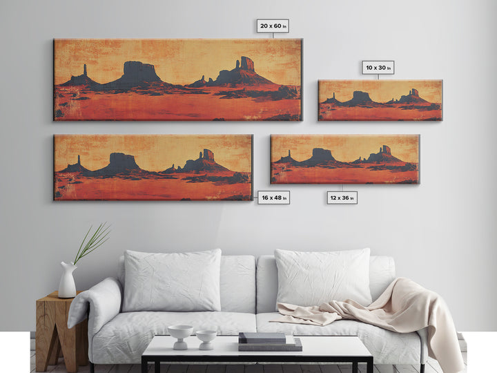 Monument Valley Desert Sunset Wall Art, Southwestern Canvas Print, Western Landscape, Cowboy Decor, Large Living Room Art