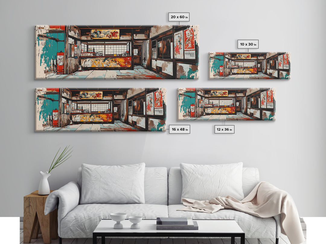 Retro Japanese Storefront Interior Wall Art, Urban Street Art, Japan Poster, Kitchen Decor, Restaurant Decor, Canvas Print