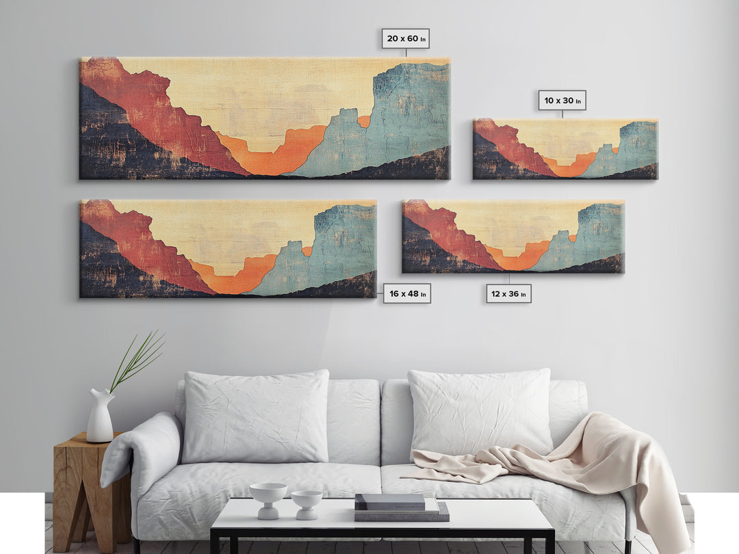 Abstract Desert Canyon Sunset Wall Art, Southwest Art Print, Earth Tone Decor, Minimalist Landscape, Large Horizontal Art