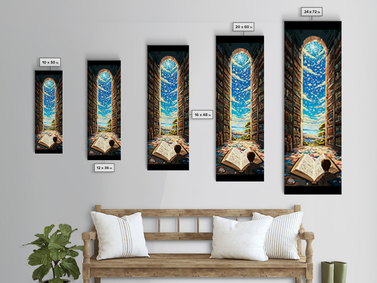Open Book Library Arch With Birds Canvas Print, Book Lover Wall Art, Reading Nook Decor, Magical Home Office Artwork Gift
